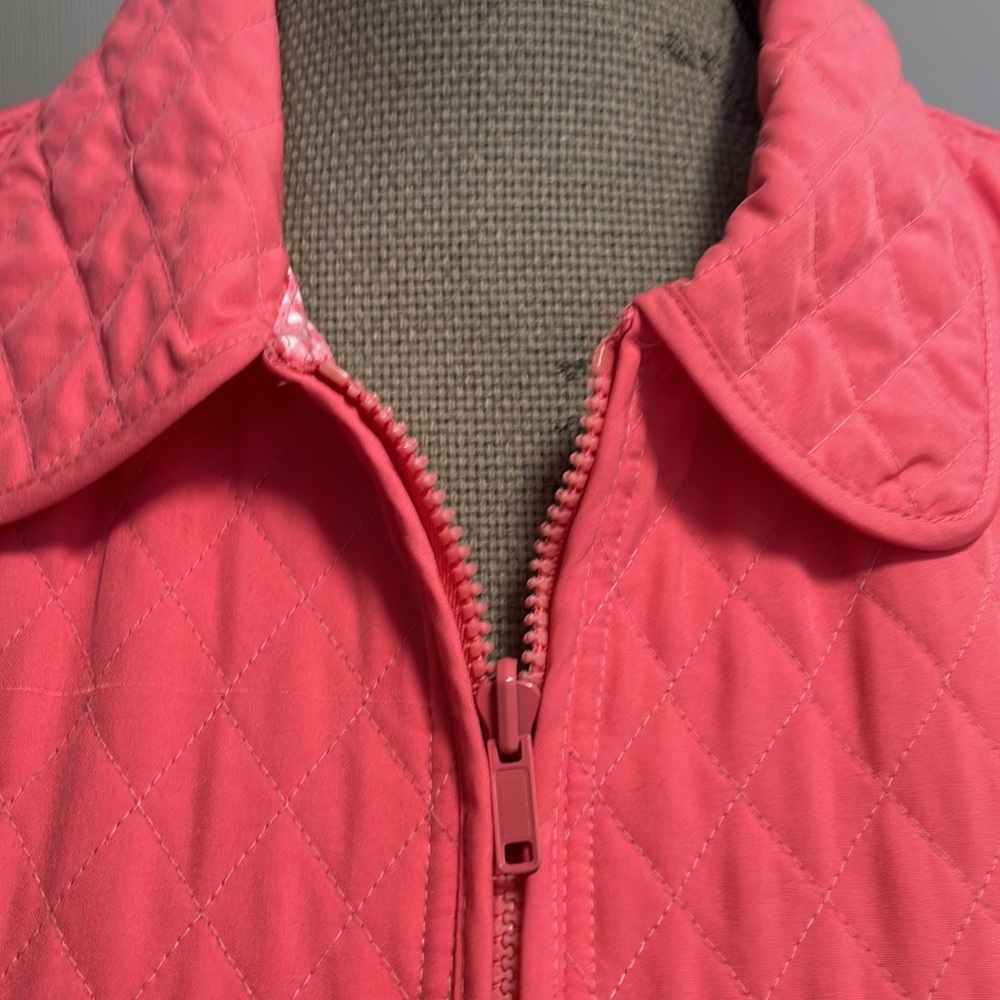 BLASSPORT  Reversible Quilted Jacket Solid Peach & Peach/White Gingham Print - Picture 7 of 10